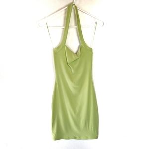 Naked Wardrobe NWT Neon Green Bodycon Halter Dress Size Small